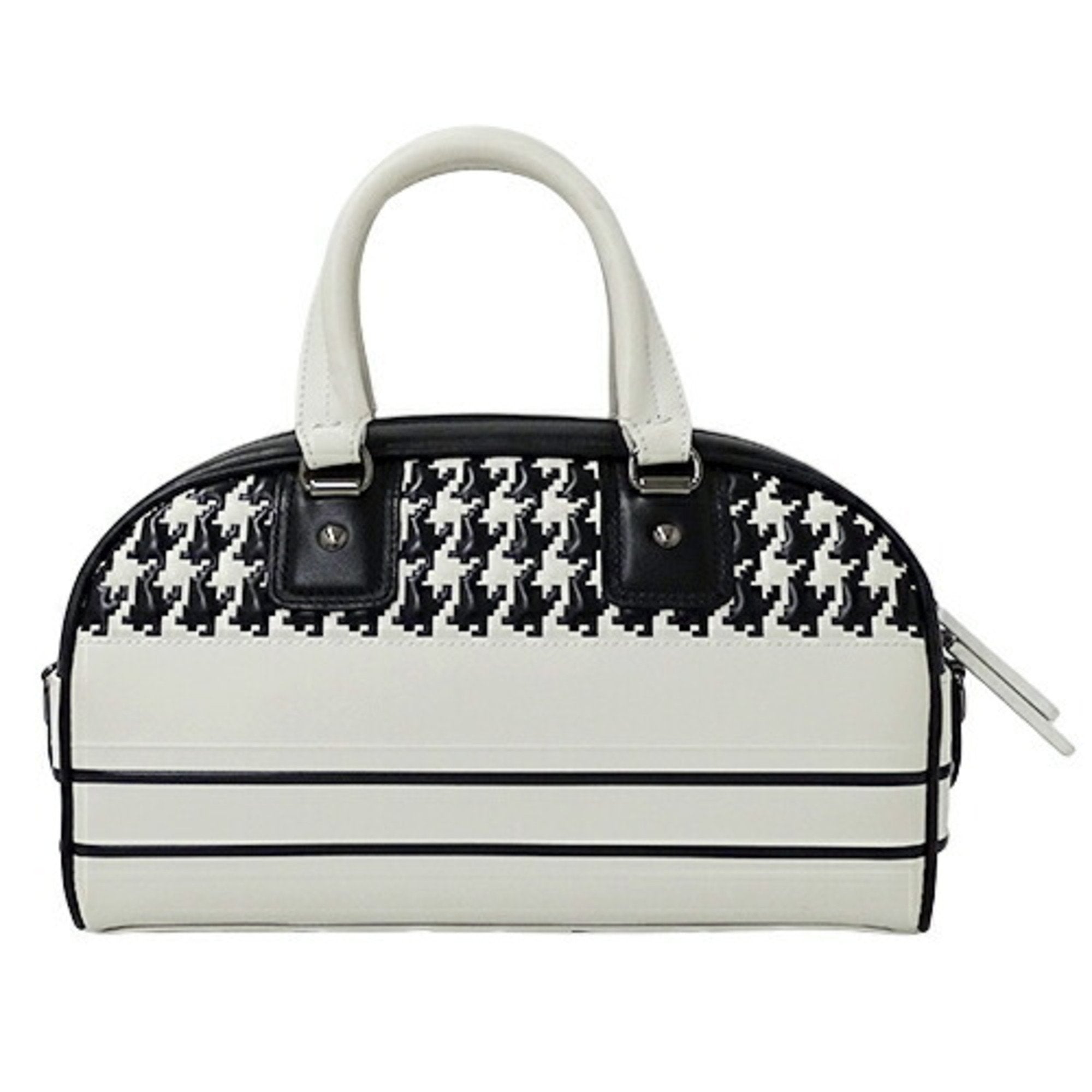 CHRISTIAN DIOR Bag Ladies HandBag Shoulder 2way Vibe Small Leather Black White Houndstooth Bicolor