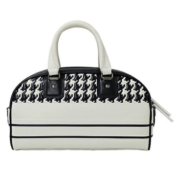 CHRISTIAN DIOR Bag Ladies HandBag Shoulder 2way Vibe Small Leather Black White Houndstooth Bicolor