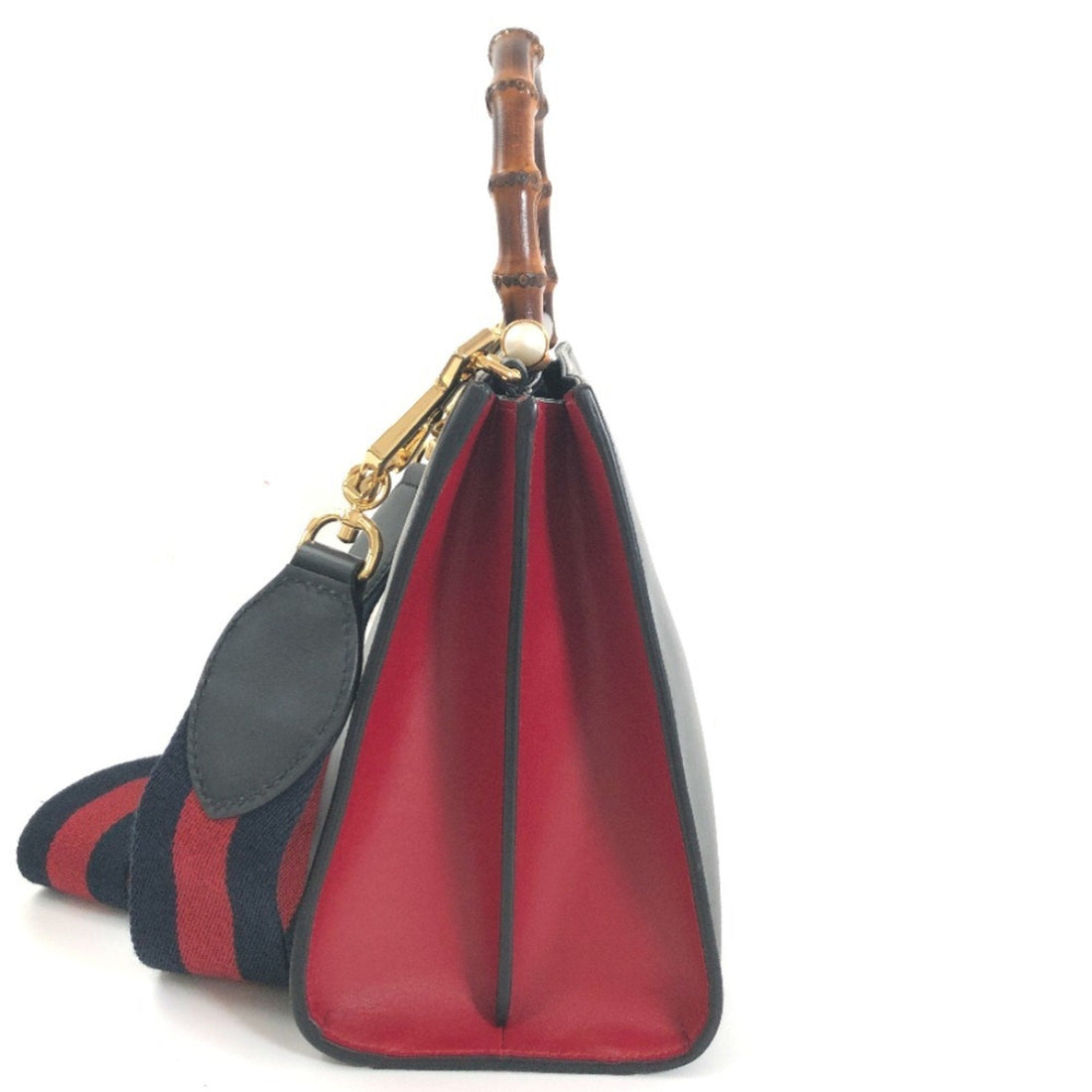 GUCCI Shoulder Bag Bamboo Nim Fair Hand 459076 Leather Black Ladies