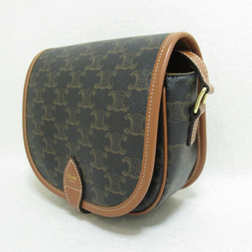 Celine Shoulder Bag Black Brown PVC coated canvas