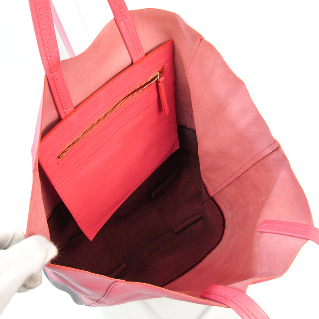 Celine Cabas Vertical 165553 Women's Leather Tote Bag Bordeaux,Pink