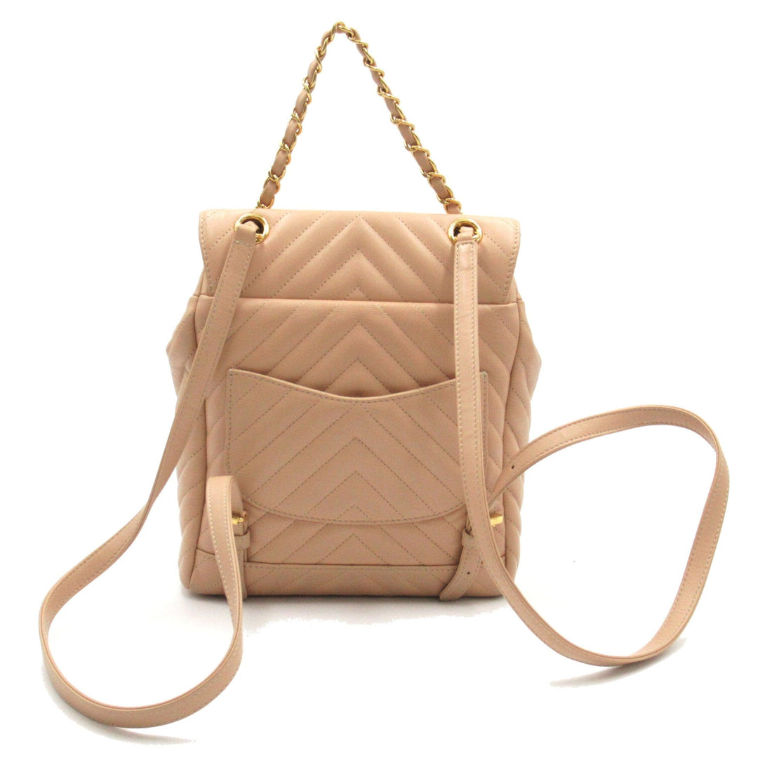 CHANEL V-stitch Rucksack Beige leather