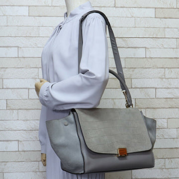 Celine trapeze shoulder bag leather gray ladies