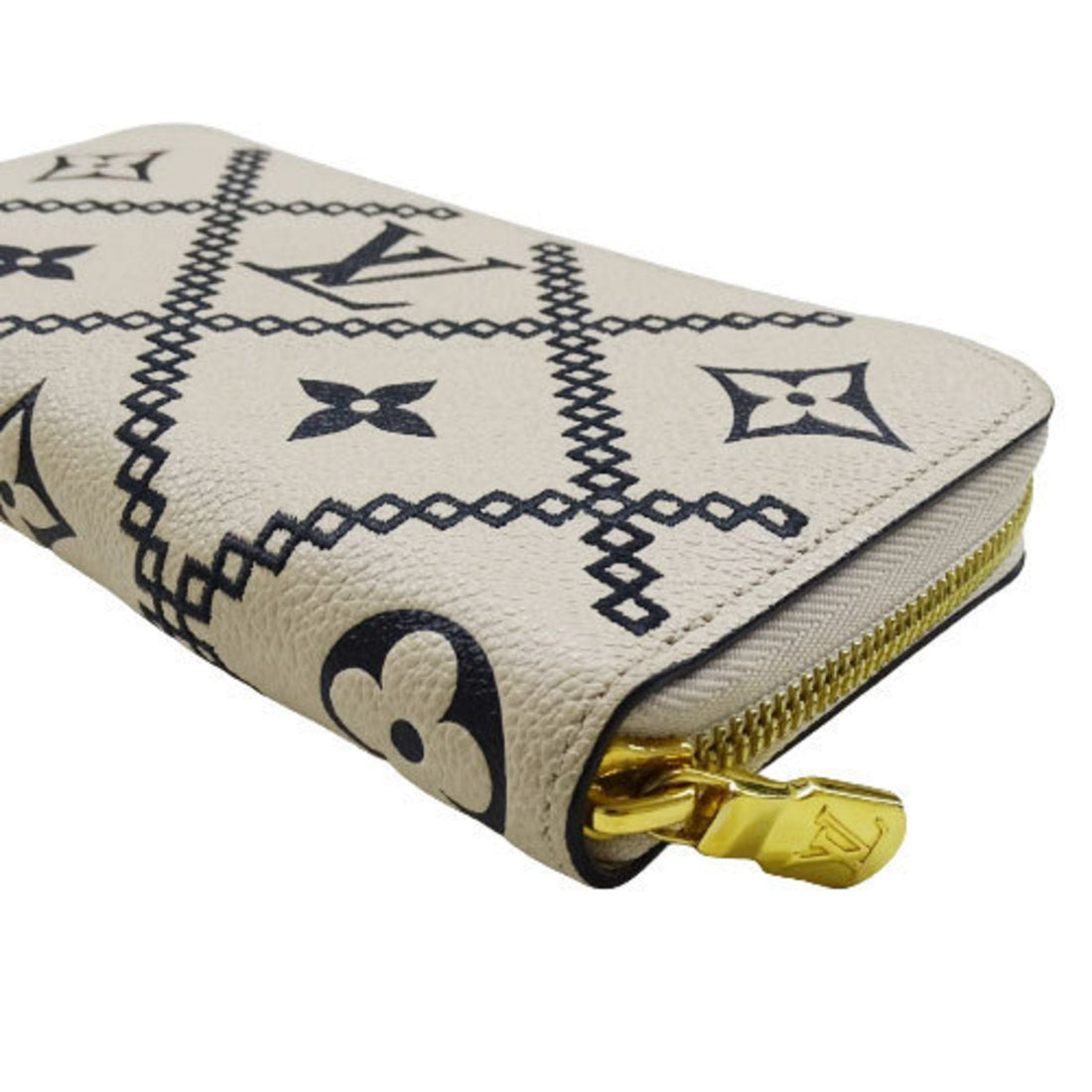 LOUIS VUITTON Wallet Empreinte Broderie Women's Long Zippy Creme M81141 Round