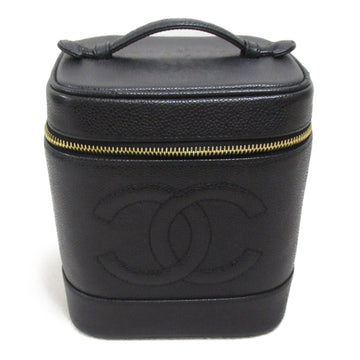 CHANEL Vertical Vanity Handbag Black Caviar Skin (Grained Calf)