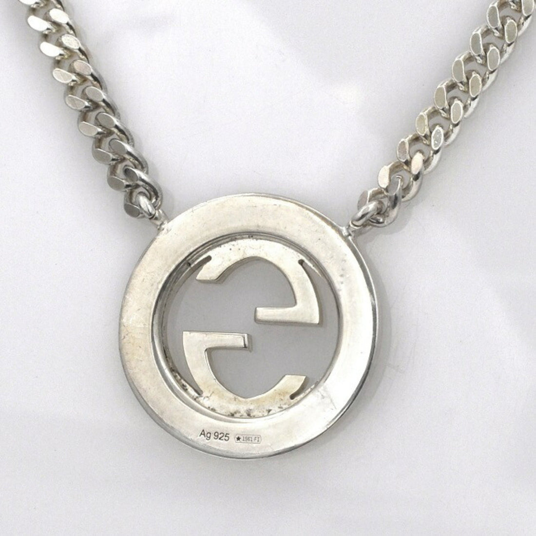 Gucci Necklace Silver Interlocking 246490 J8400 8106 GG Ag 925 GUCCI Engraved Jewelry Men's Women's Unisex Pendant