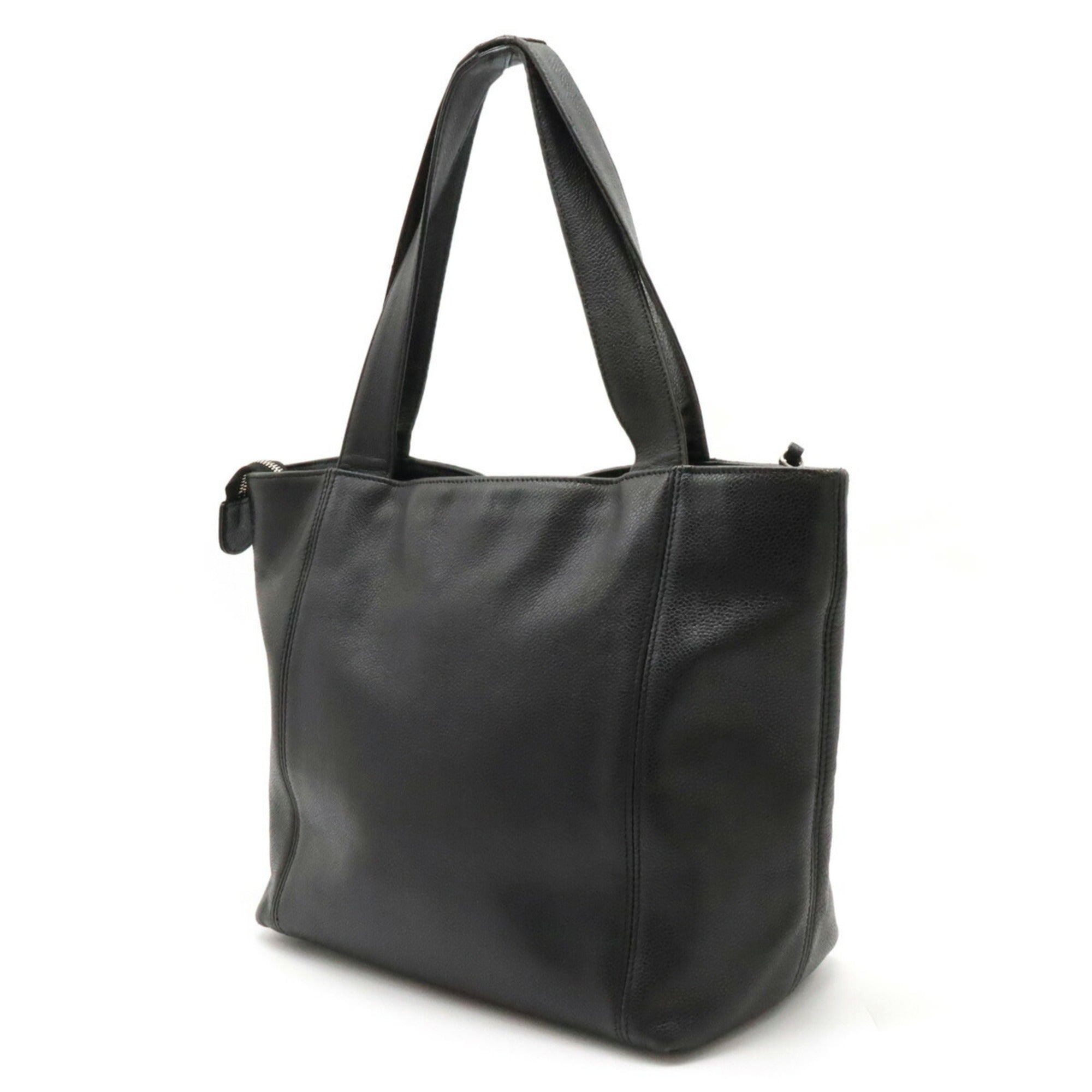 Chanel here mark Tote Bag shoulder caviar skin black