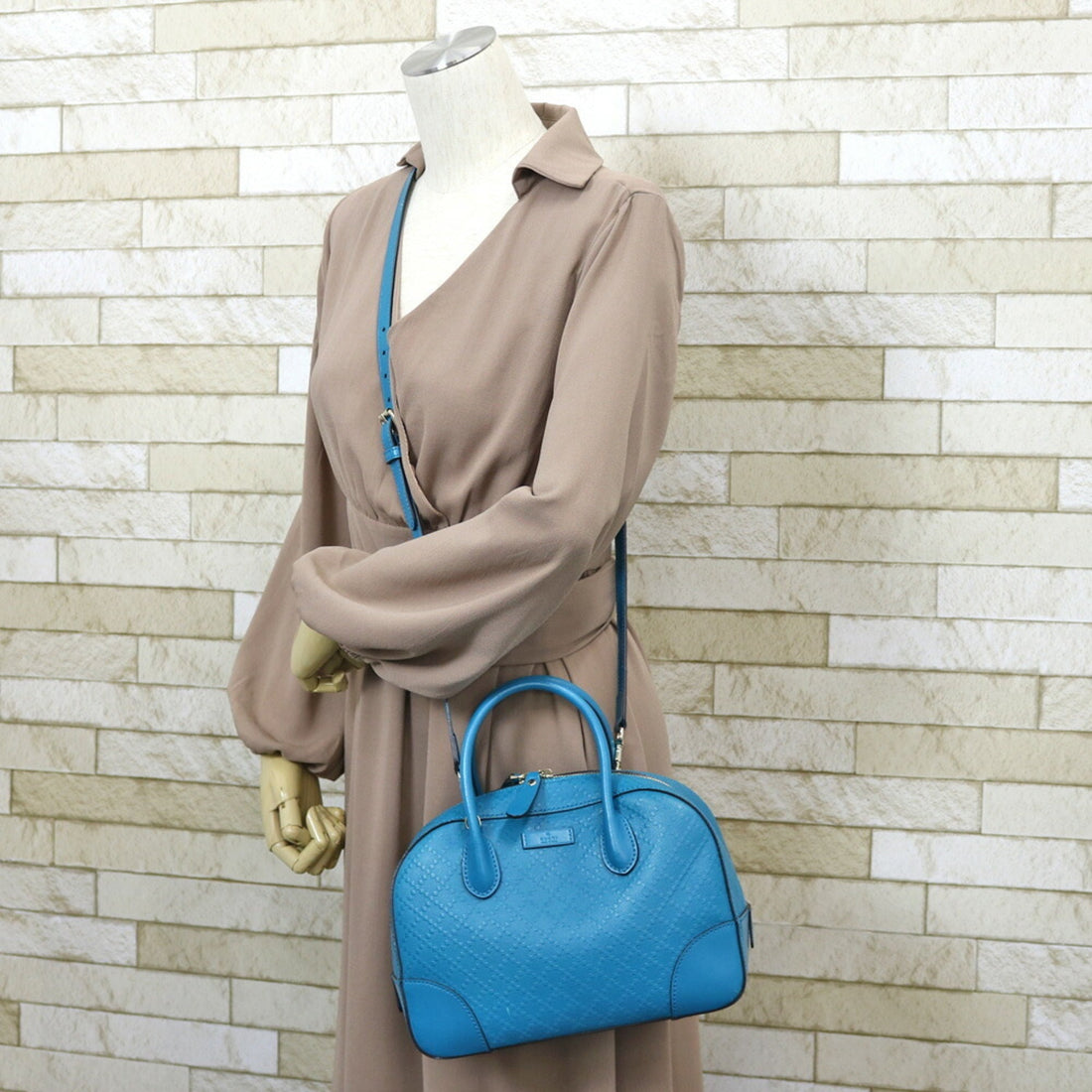 Gucci Shoulder Bag Bright Diamante Handbag Blue Ladies