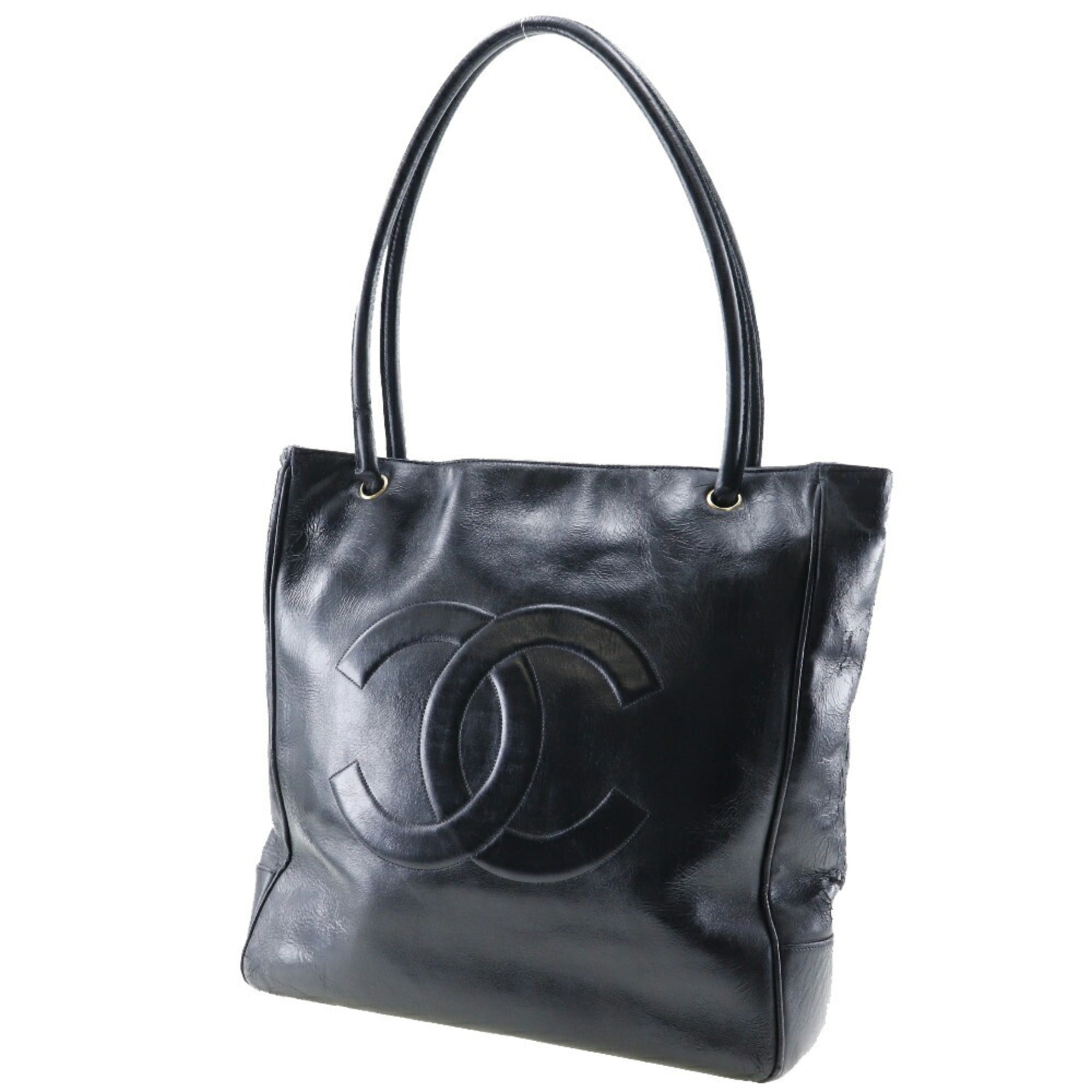 Chanel COCO Mark Tote Bag Calf Black Shoulder A4 Magnetic Type Ladies