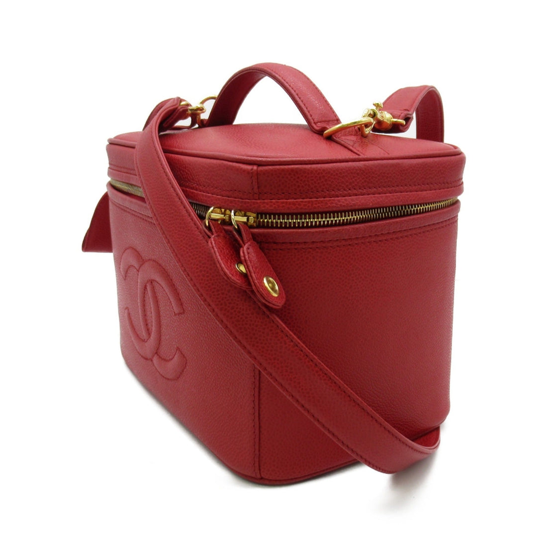 CHANEL 2way vanity bag Red Caviar Skin [Grained Calf]