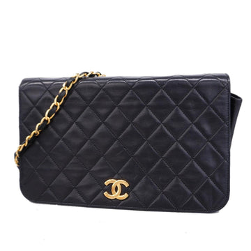 Chanel Shoulder Bag Matelasse Chain Lambskin Black Women's
