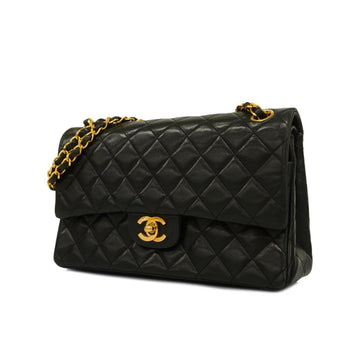 Chanel Shoulder Bag Matelasse W Flap Chain Lambskin Black Women's