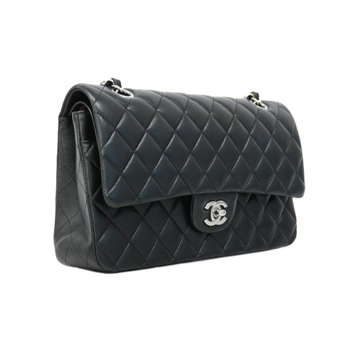 Chanel Shoulder Bag Matelasse W Flap Chain Lambskin Black Women's