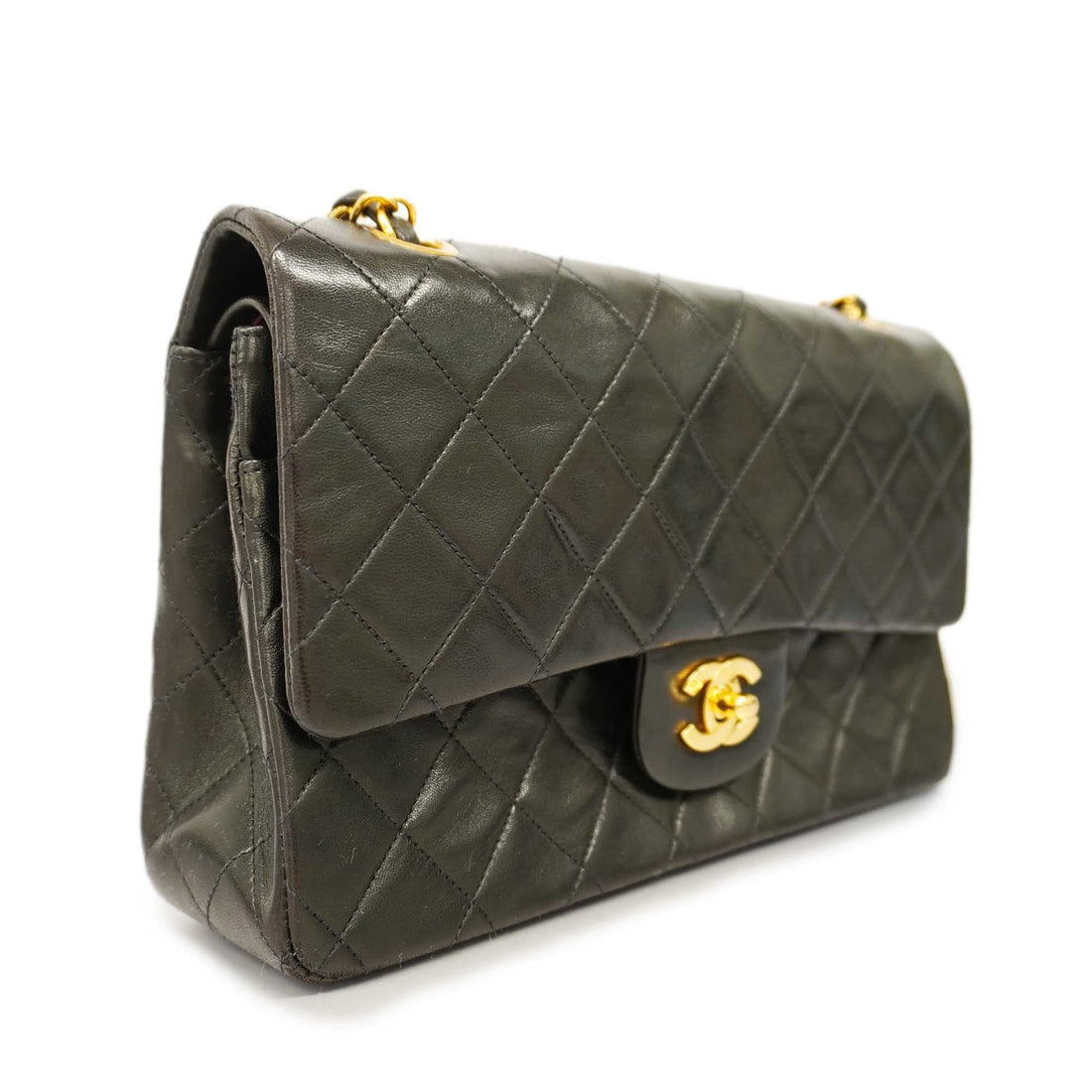 CHANEL Matelasse W Flap W Chain Women's Leather Shoulder Bag Black