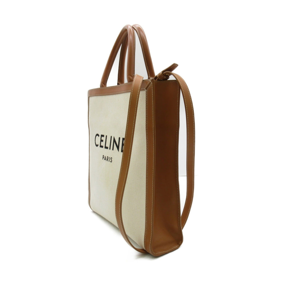 Celine hippo tote White Brown canvas leather