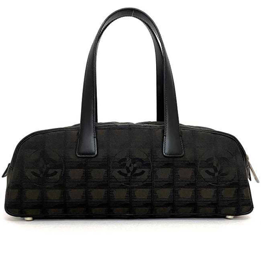 Chanel Boston Bag Brown Black New A15828 Cocomark Nylon Leather 10th  Nutra Line HandBag