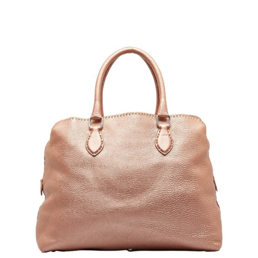 FENDI Selleria Handbag Tote Bag Champagne Pink Leather Women's