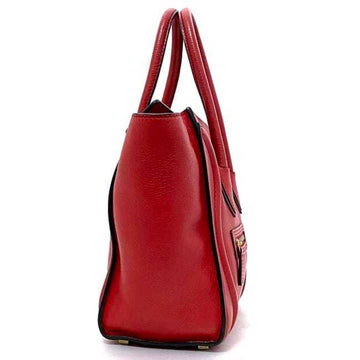 Celine Tote Bag Luggage Micro Shopper Red 167793 Leather  Handbag Ladies