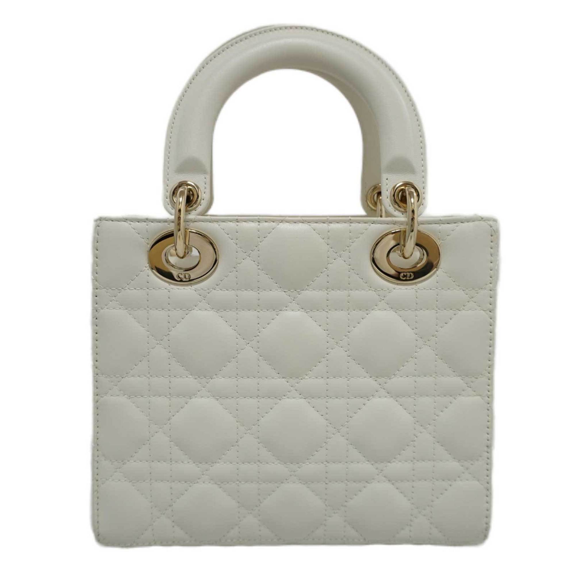 CHRISTIAN DIOR Dior Lady My ABC Small Bag HandBag Shoulder White Lambskin Ladies