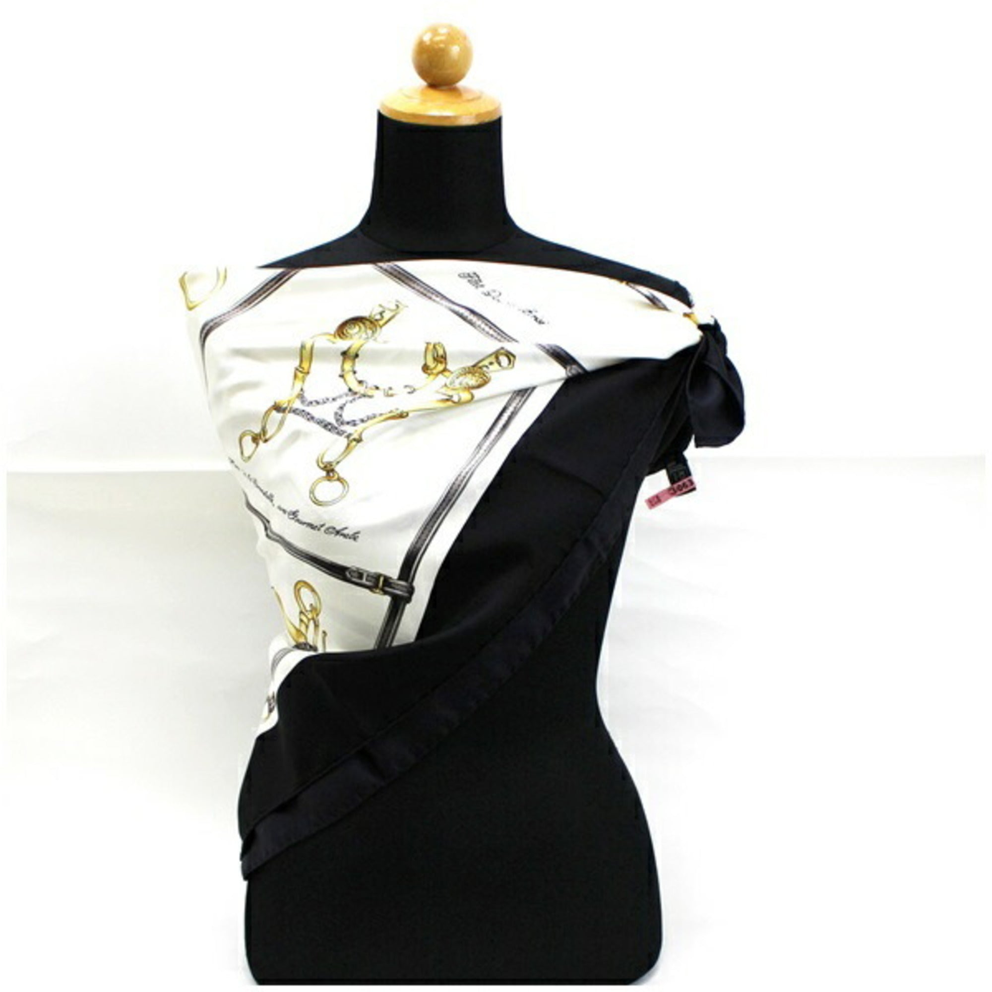 Celine silk scarf muffler white x black ladies