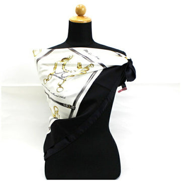 Celine silk scarf muffler white x black ladies