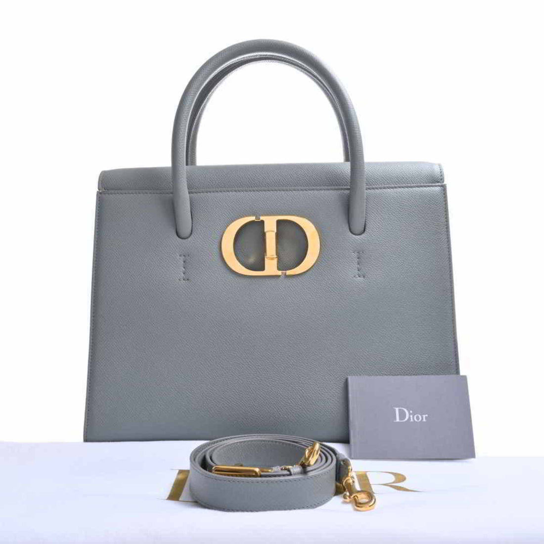 CHRISTIAN DIOR Leather Montaigne 30 Saint Honore Medium HandBag Gray Ladies