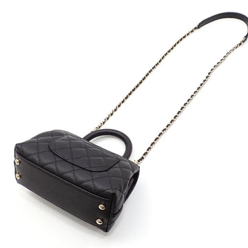 Chanel HandBag Matelasse Coco Handle XXS Women's Black Caviar Skin AS2215 Shoulder