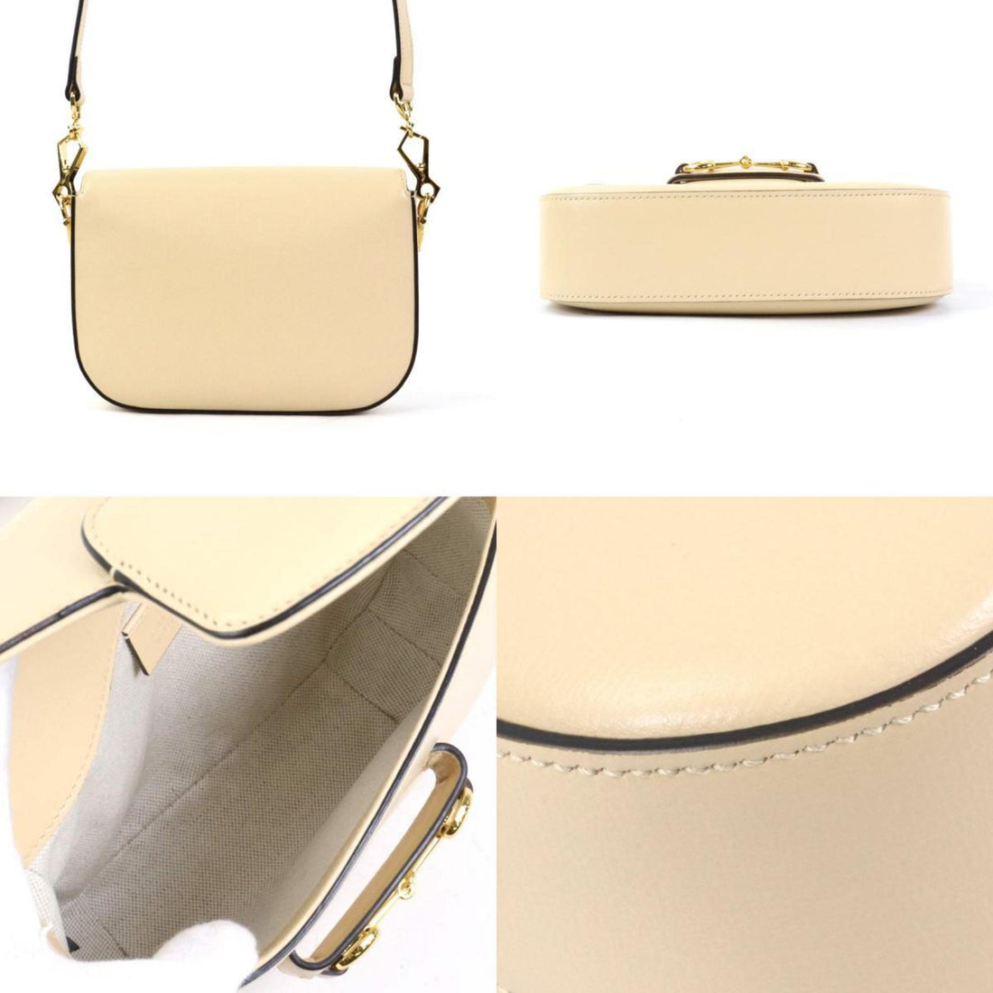GUCCI Crossbody Shoulder Bag Horsebit 1955 Leather Beige Ladies 658574