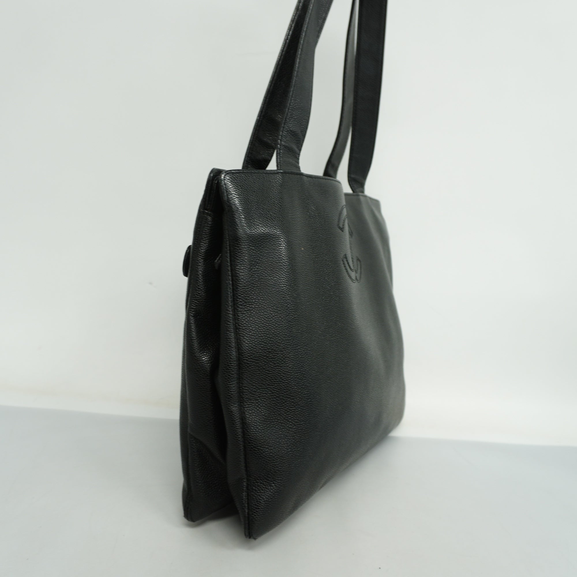 ChanelAuth  Matelasse Chain Shoulder Women's Caviar Leather Shoulder Bag Black