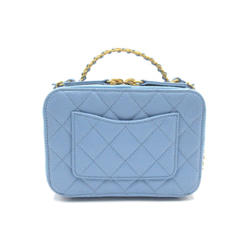 CHANEL 2WAY Vanity ChainShoulder Blue Caviar Skin [Grained Calf]