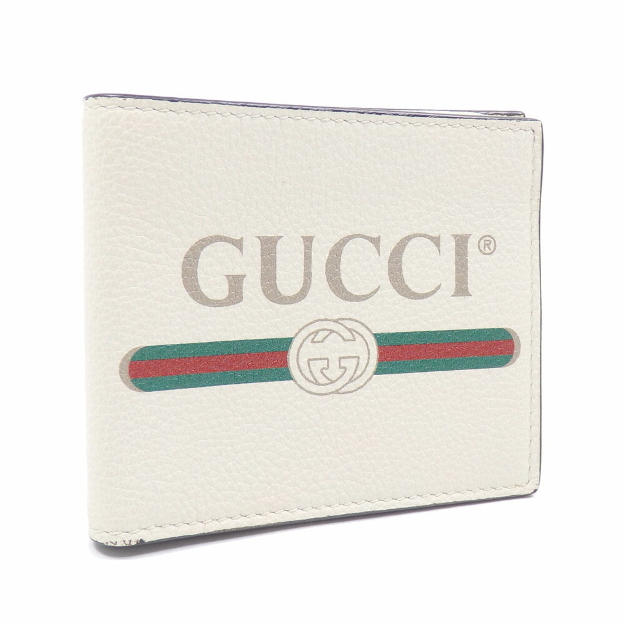 Gucci bi-fold wallet men's off-white white leather 496309