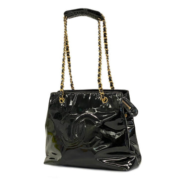 Chanel Shoulder Bag Chain Patent Leather Black Women's