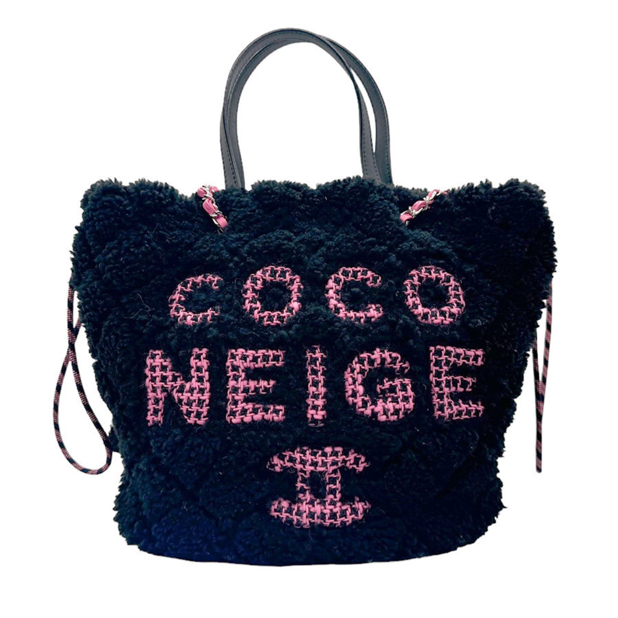 CHANEL Shoulder Bag Handbag Coconage Boa Leather Black x Pink Women's n0040