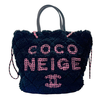 CHANEL Shoulder Bag Handbag Coconage Boa Leather Black x Pink Women's n0040