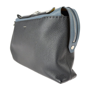 FENDI Visor Way Selleria Business Bag 7VA458 Leather Black Blue Yellow Silver Hardware 2WAY Shoulder