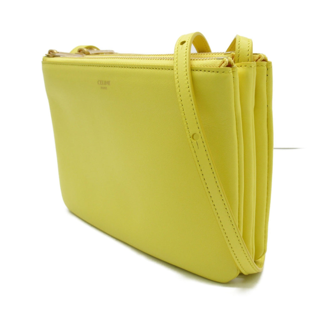 Celine Trio Shoulder Bag Yellow leather