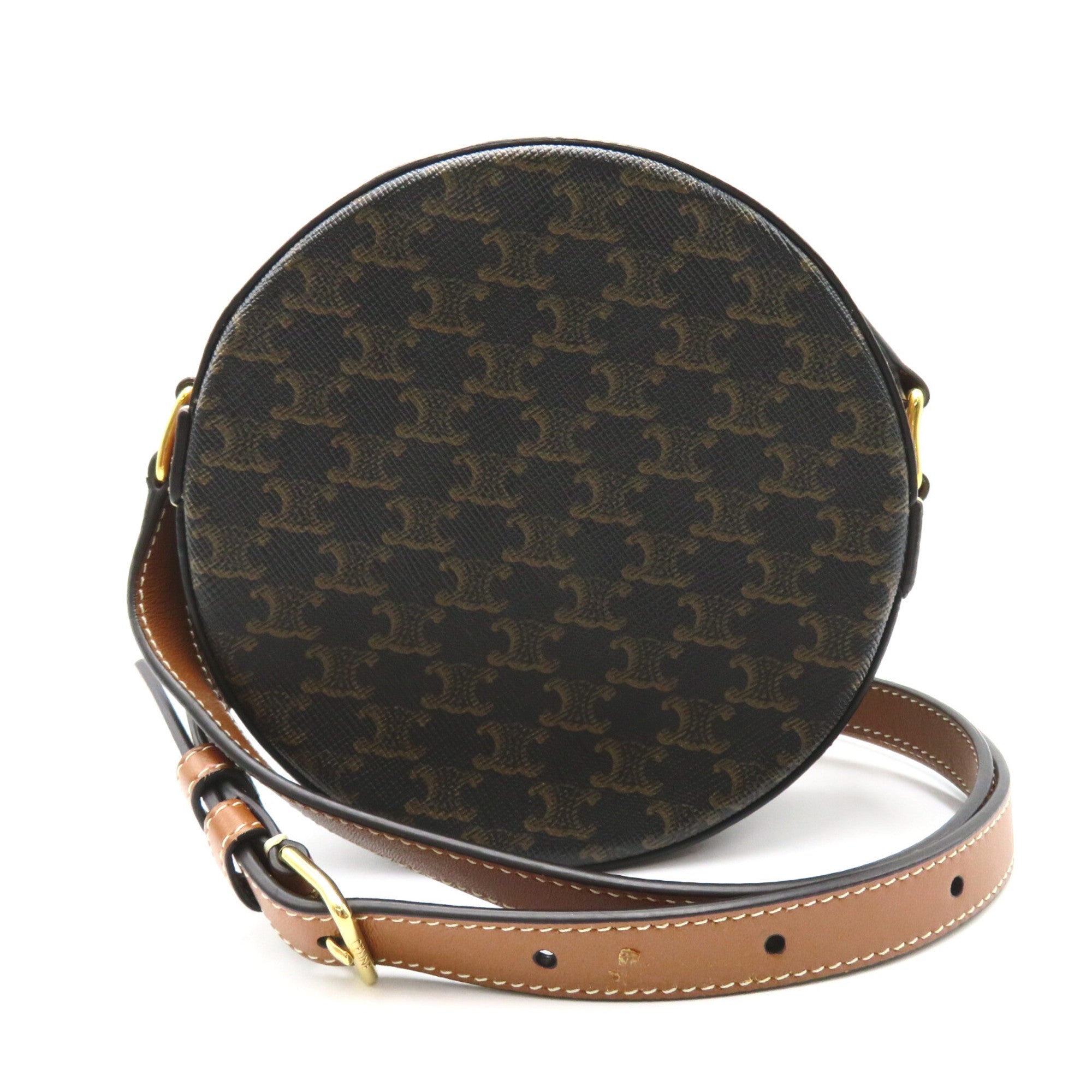 Celine Shoulder pouch Brown Dark brown PVC coated canvas leather Triomphe