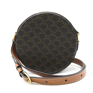 Celine Shoulder pouch Brown Dark brown PVC coated canvas leather Triomphe