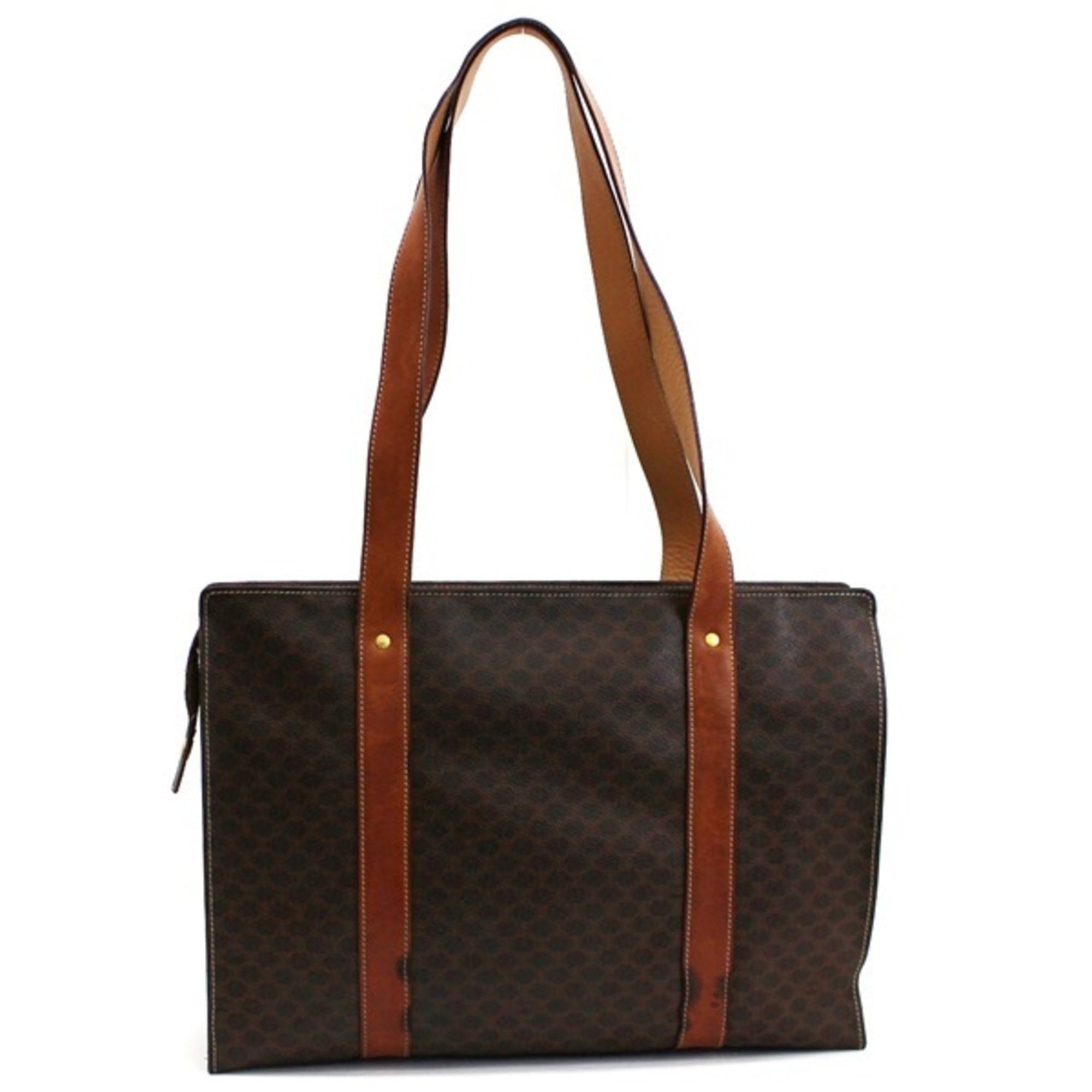 Celine Tote Bag Shoulder PVC x Leather Dark Brown Macadam Pattern Celine Women's Men's Accepted Old