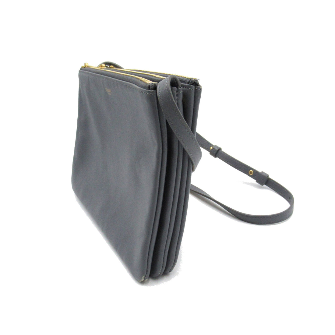 Celine Trio Shoulder Bag Gray leather S-AT-3168