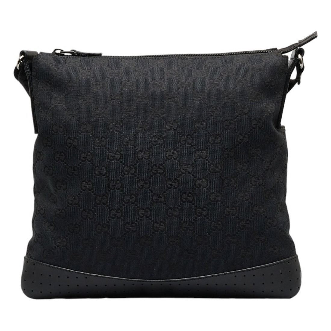 GUCCI GG Canvas Shoulder Bag 145857 Black Leather Women's