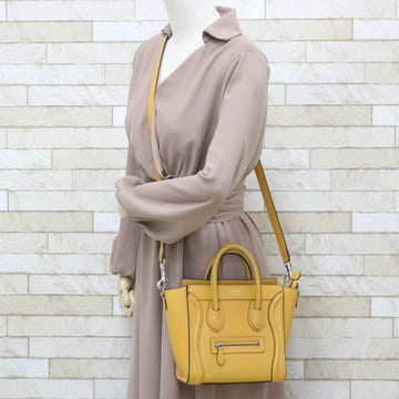 Celine Shoulder Bag Handbag Luggage Nano Yellow Ladies Leather
