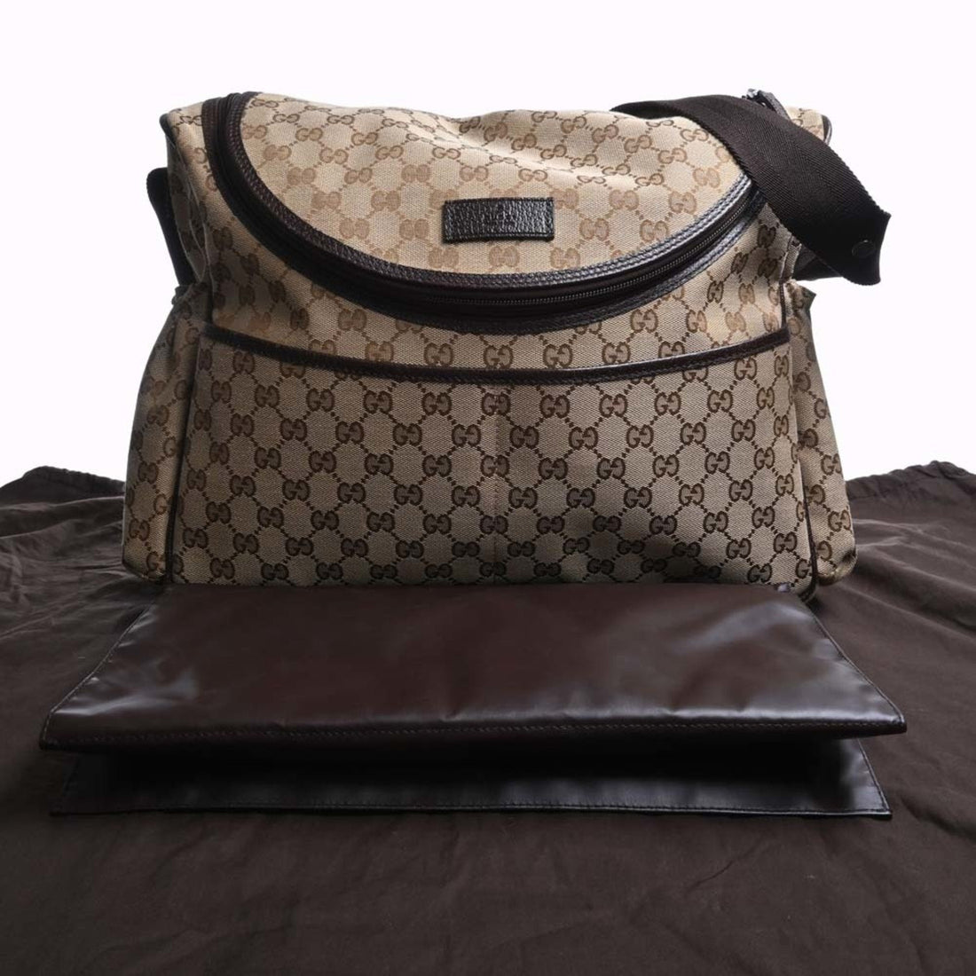 GUCCI GG Canvas Mother's Bag Shoulder 123326 Beige Women's