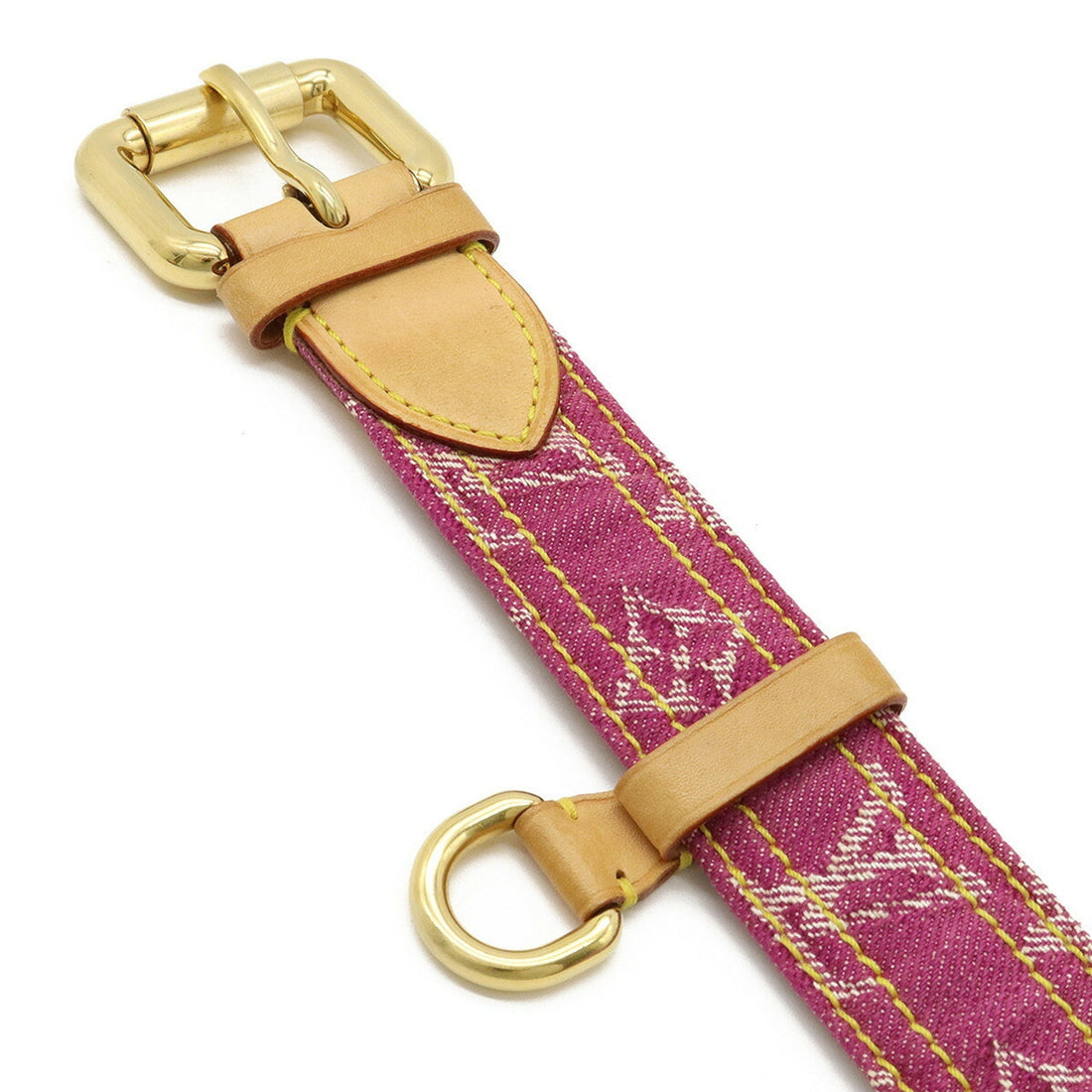 LOUIS VUITTON Monogram Sun Tulle Belt Leather Fuchsia Pink #90 90/36 M6925U