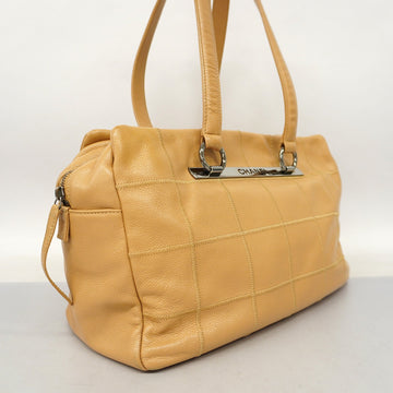 CHANEL   Chocolate Bar Shoulder Bag Women's Caviar Leather Beige