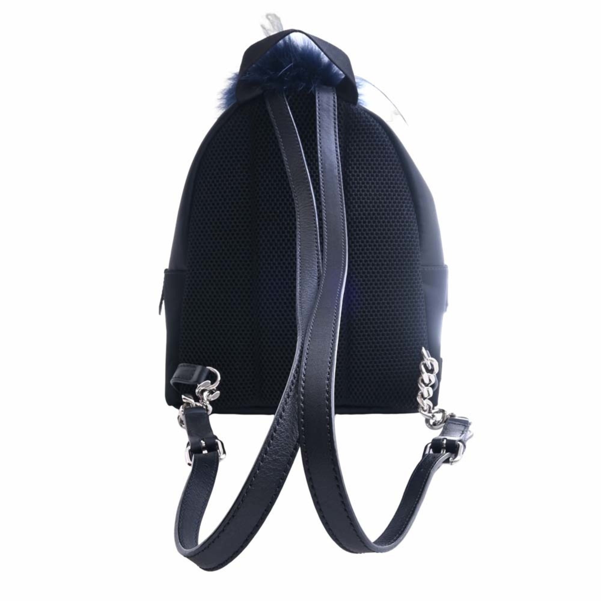 FENDI Nylon Monster Bag Bugs Backpack Rucksack 8BZ038 Black Ladies