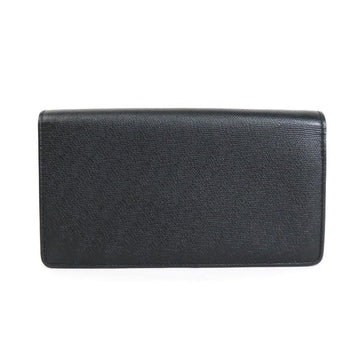Chanel folio long wallet coco button leather black ladies