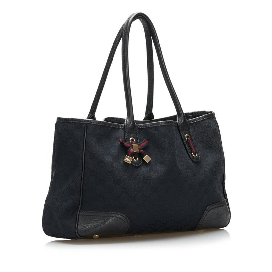 Gucci GG Canvas Princie Tote Bag 163805 Black Leather Ladies Gucci