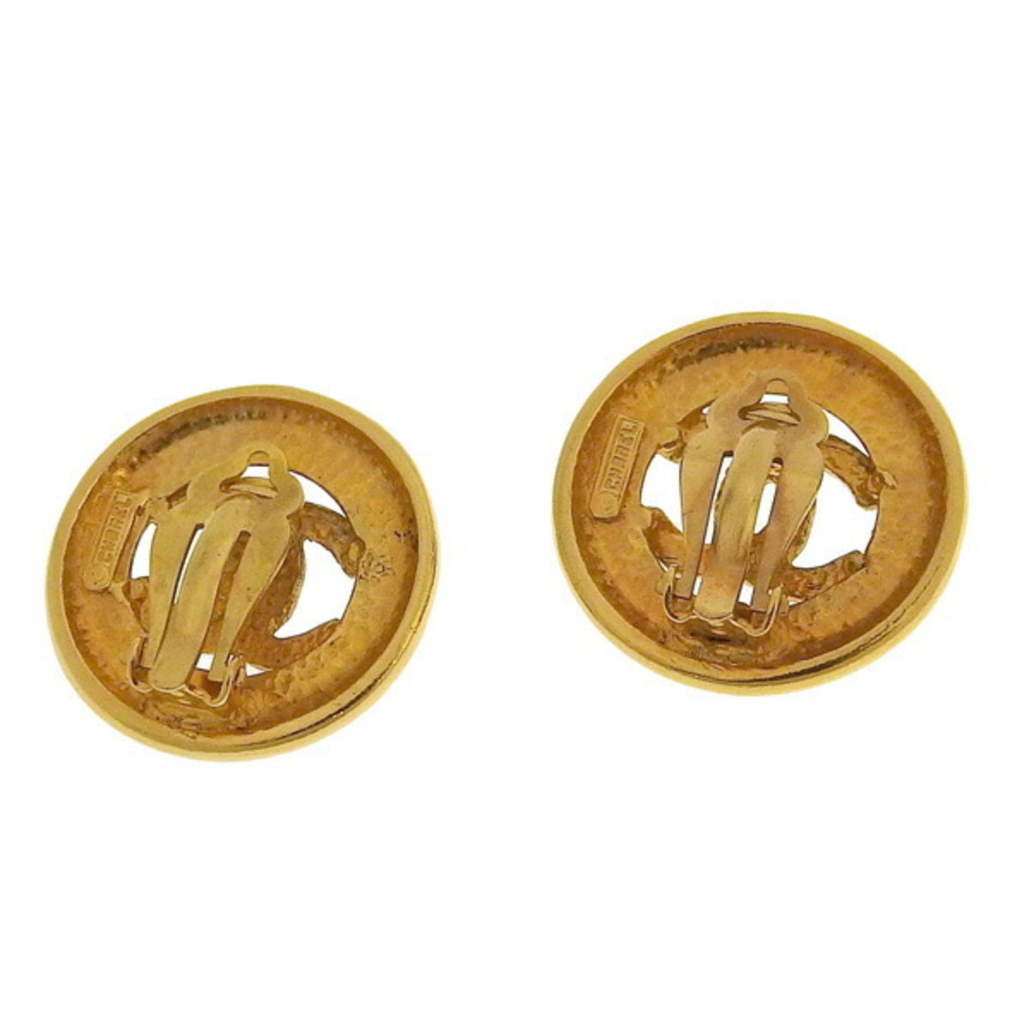 Chanel Cocomark round earrings gold ladies