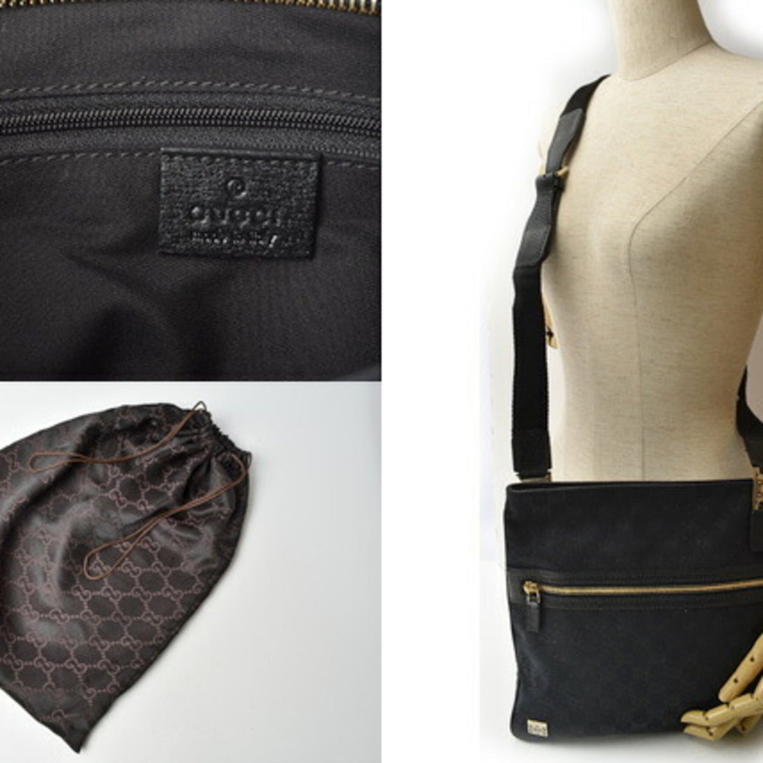 Gucci Messenger Bag Shoulder GG Canvas Black 145809